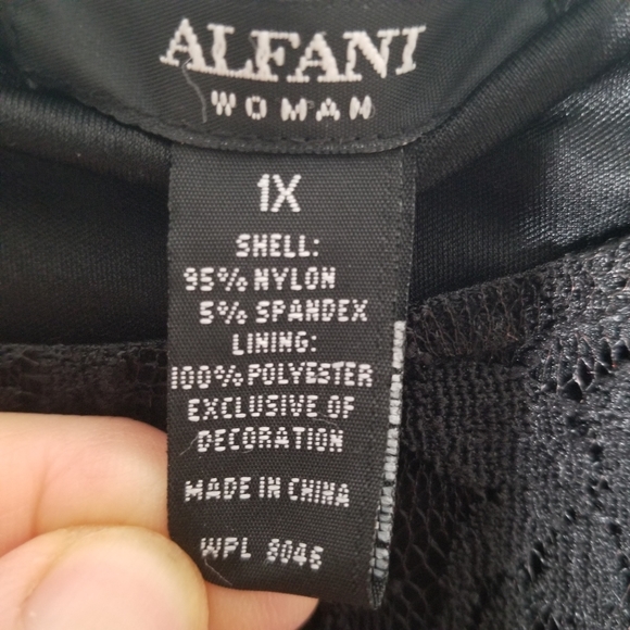 Alfani Woman Tunic 1X black lace sheer lined Open Back Feminine - Picture 2 of 10